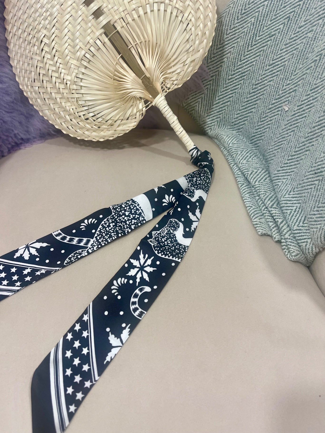 Palm Fan & Leopard Scarf Black