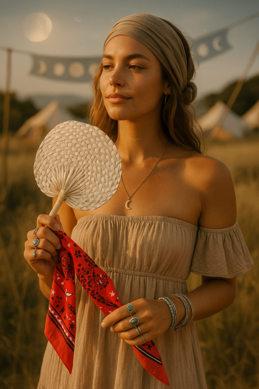 Palm Fan with Leopard Scarf Orange