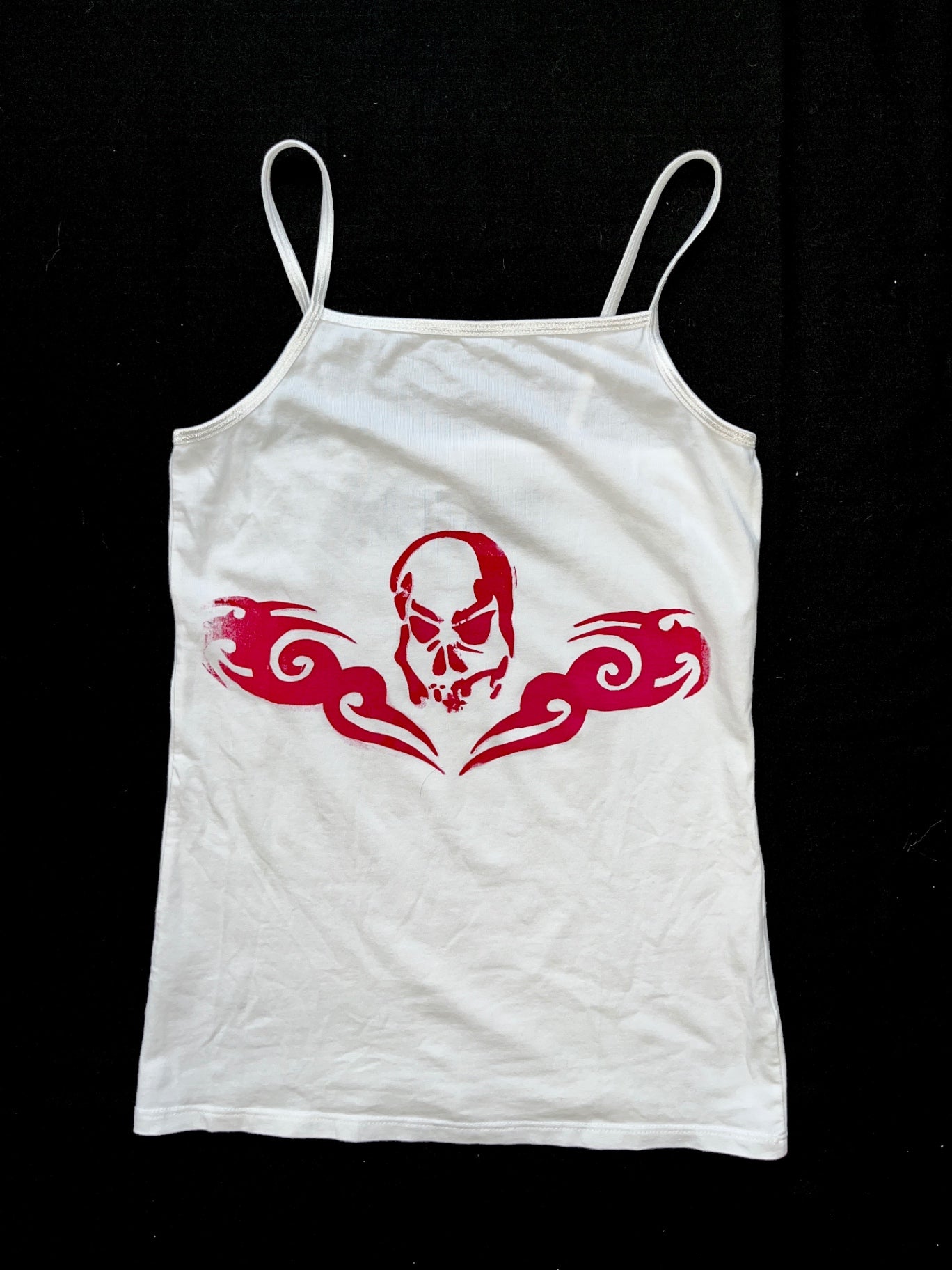 K4TURE white cami with pink tramp stamp (Size 8)