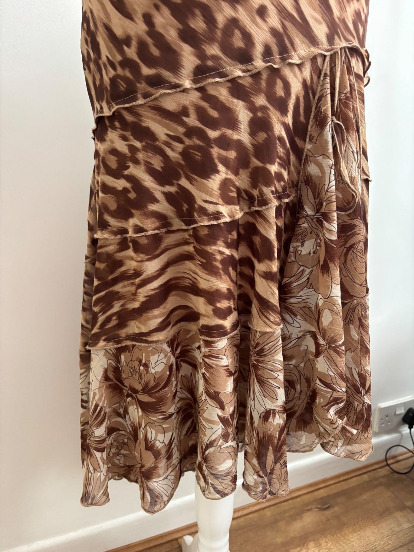 Animal print brown maxi skirt