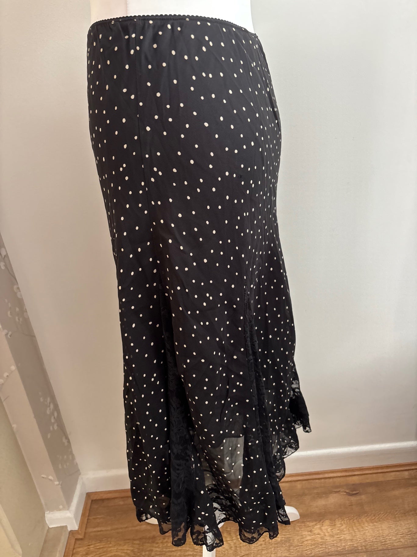 Black and white polka dot maxi skirt