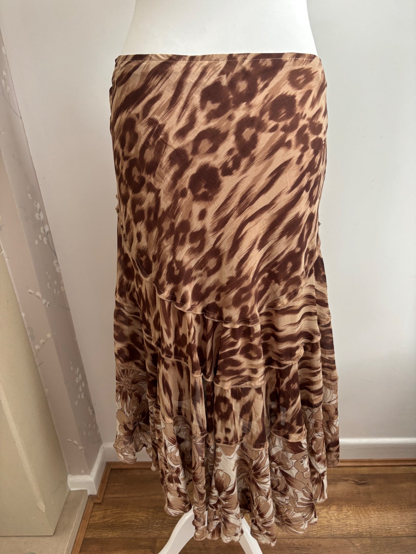 Animal print brown maxi skirt