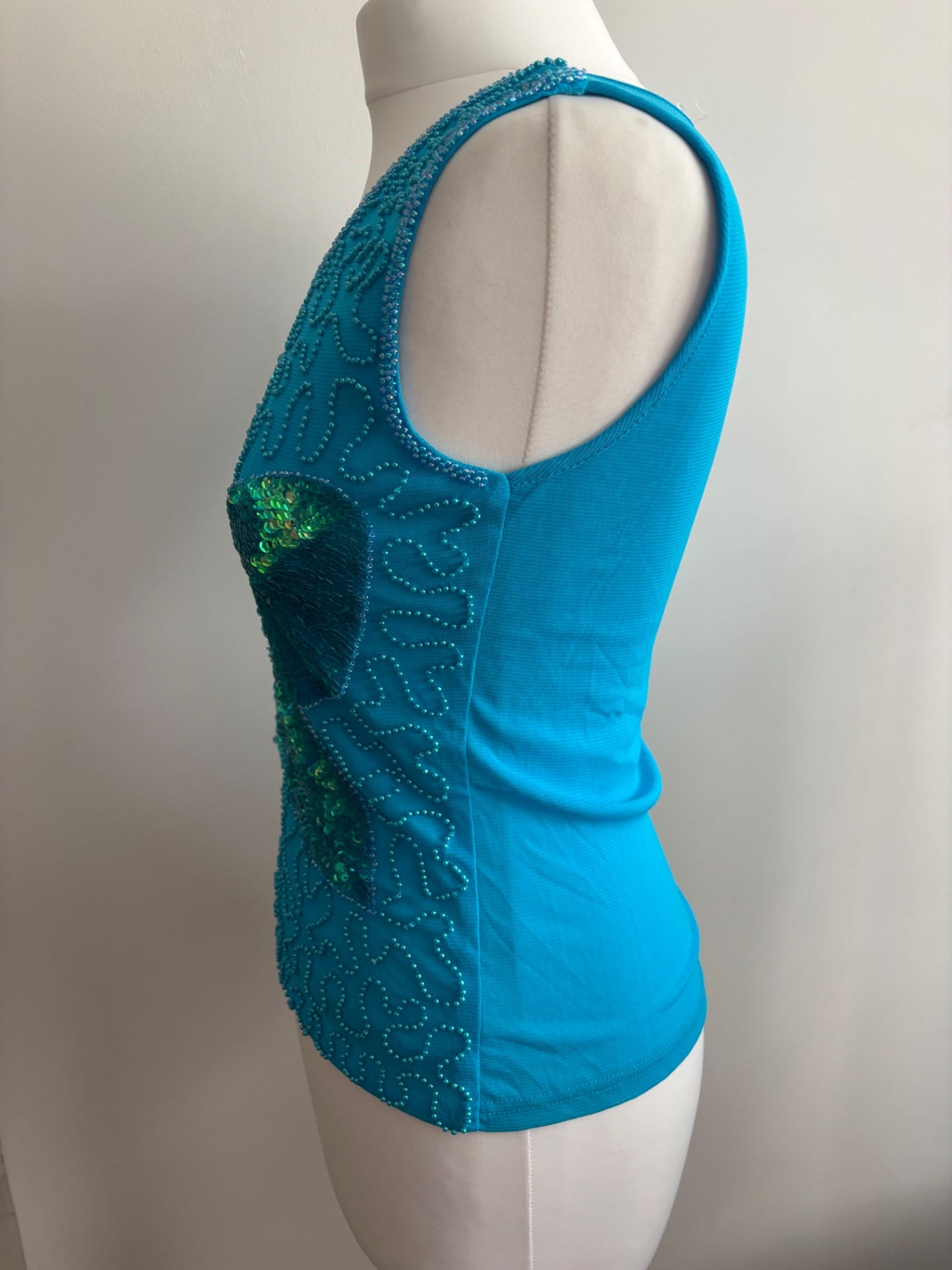 Blue butterfly sequin top