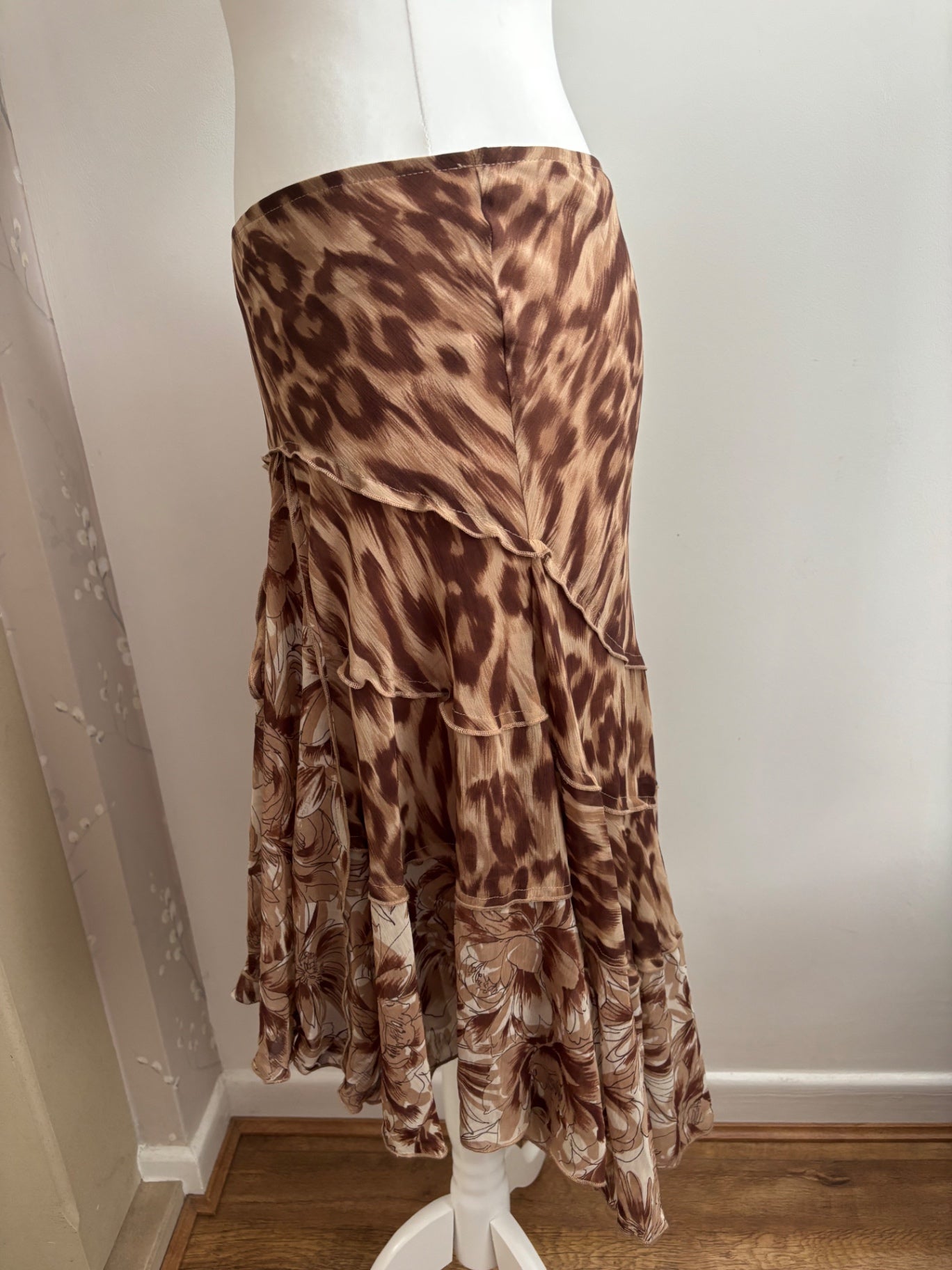 Animal print brown maxi skirt