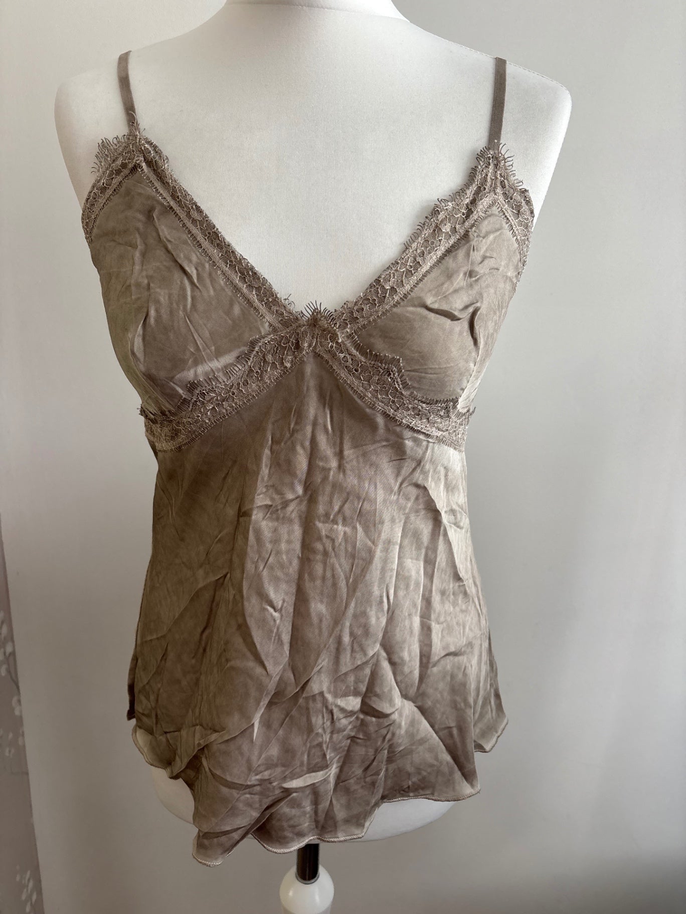 Beige satin cami top