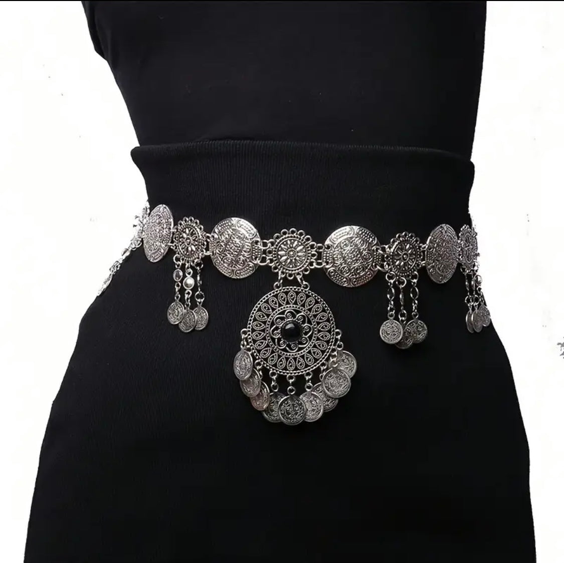 Silver Gypsy Coin Chain Belt