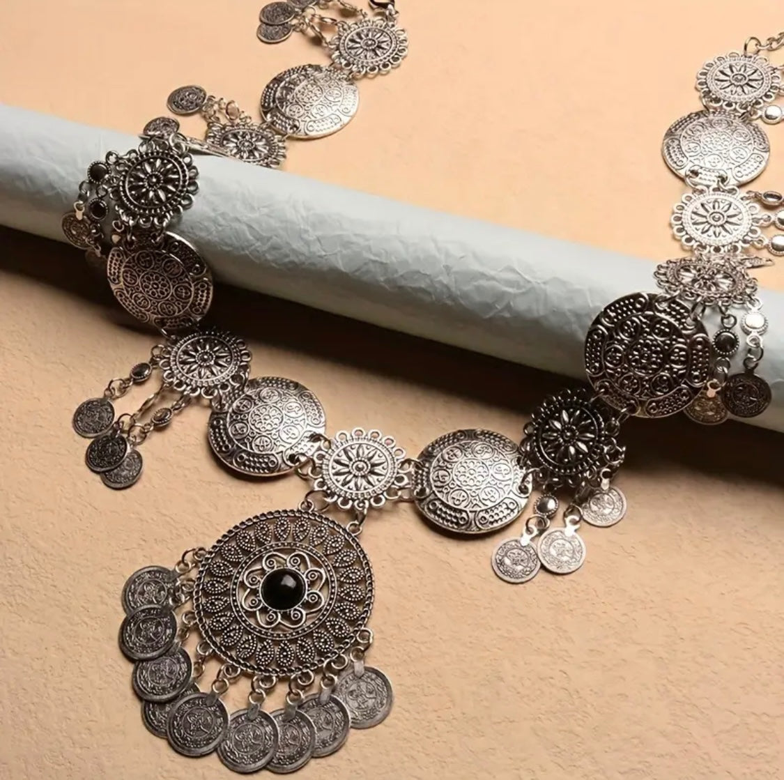 Silver Gypsy Coin Chain Belt