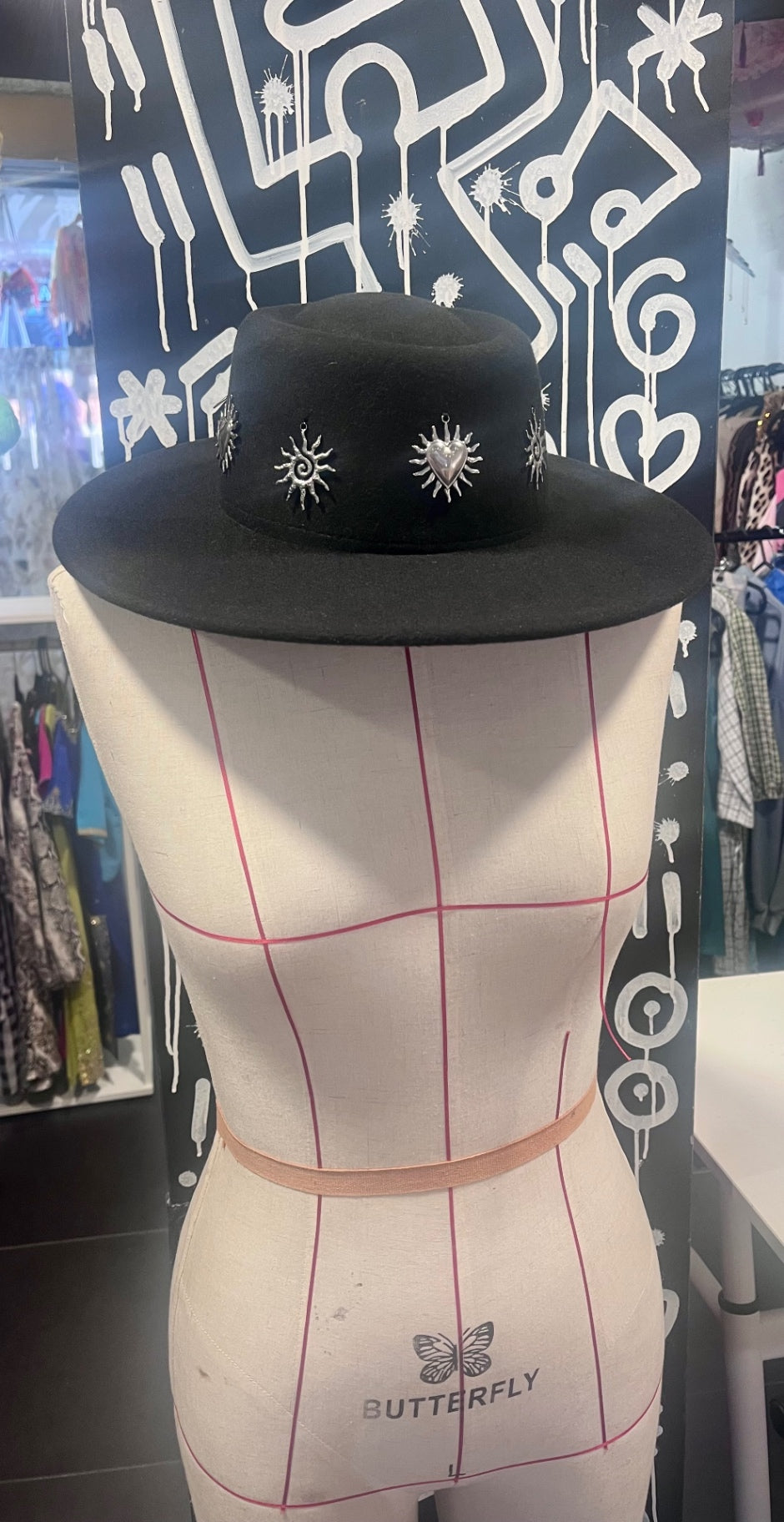 Cosmic Heartfelt – Black Felt Hat with Adjustable Fit