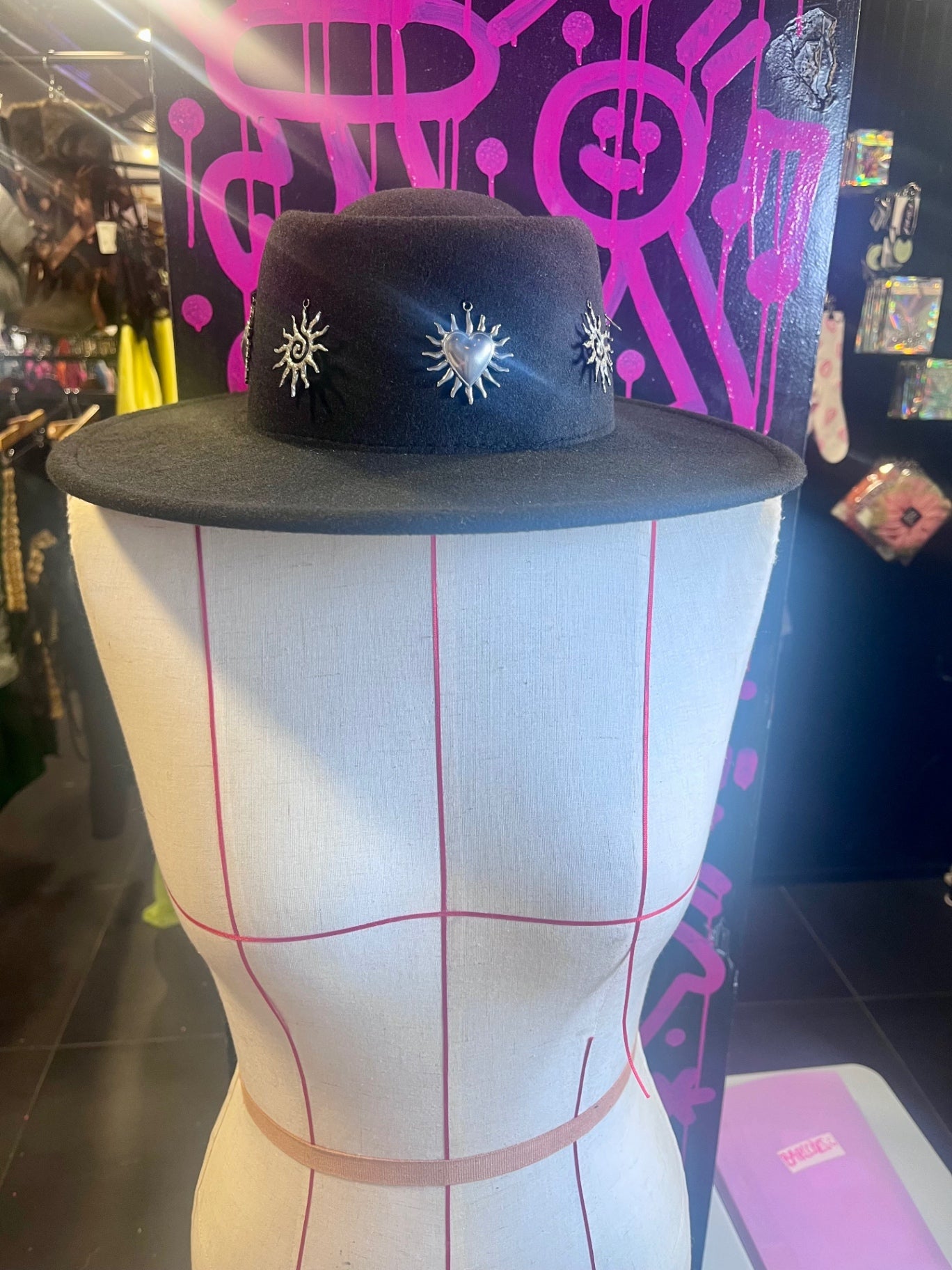 Cosmic Heartfelt – Black Felt Hat with Adjustable Fit