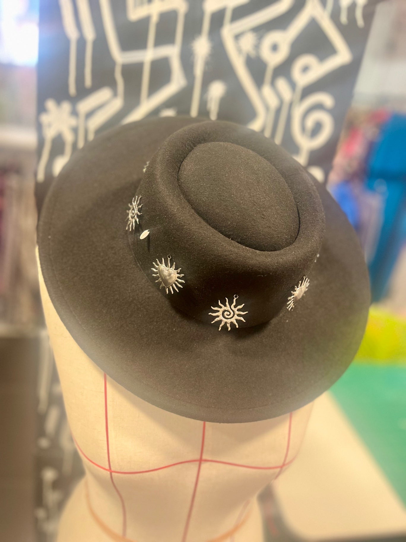 Cosmic Heartfelt – Black Felt Hat with Adjustable Fit