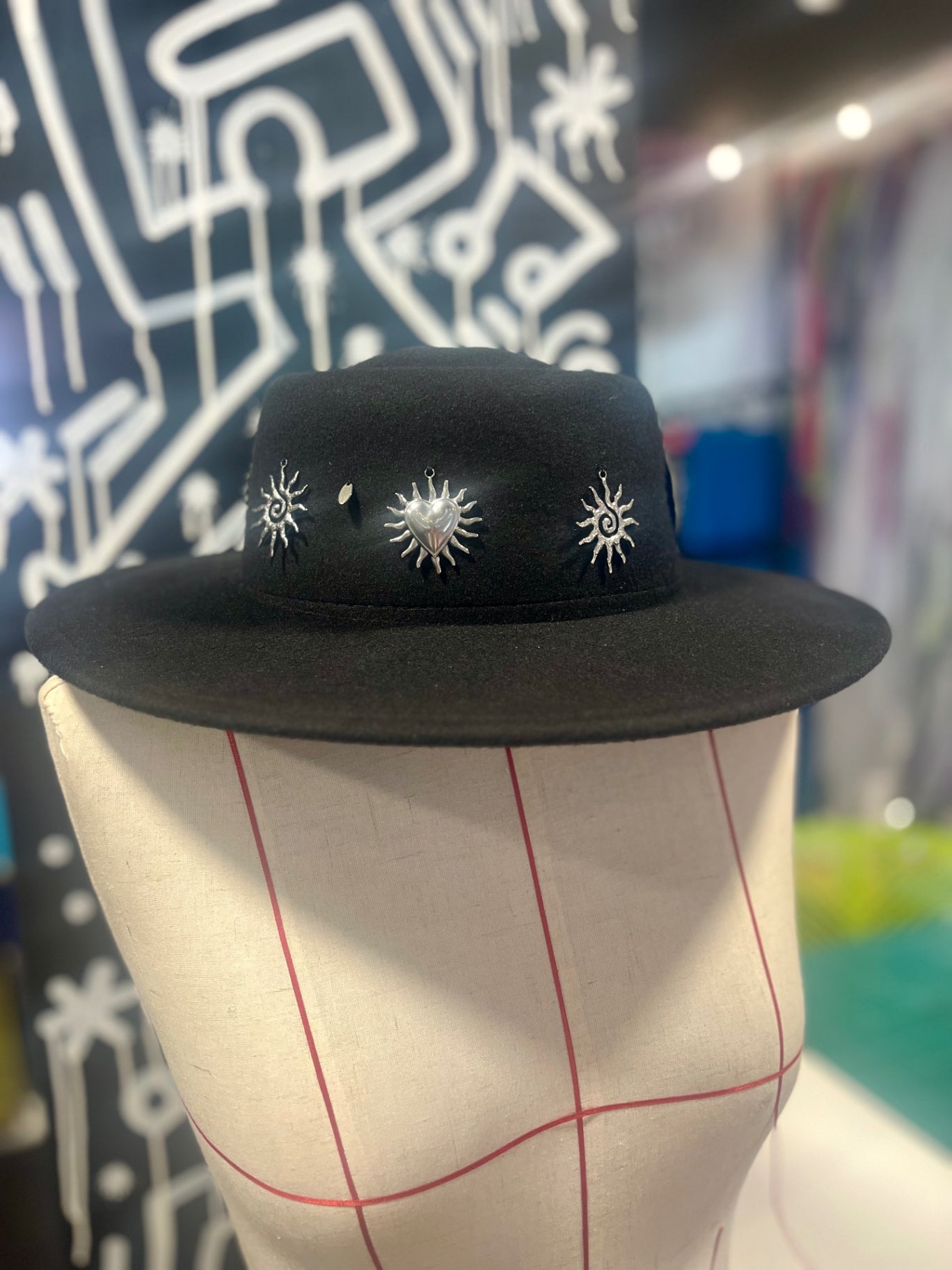 Cosmic Heartfelt – Black Felt Hat with Adjustable Fit