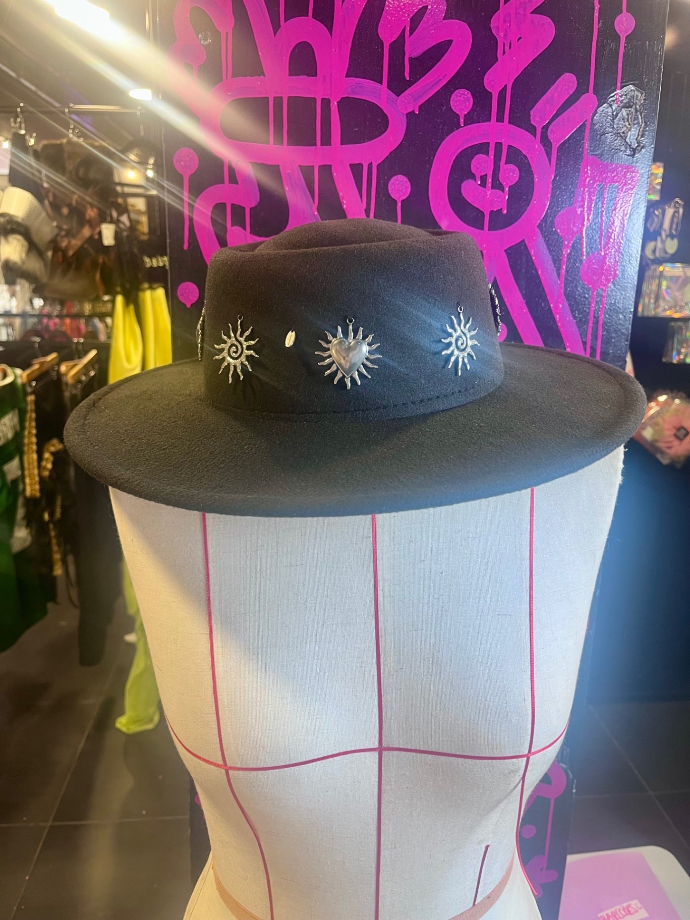 Cosmic Heartfelt – Black Felt Hat with Adjustable Fit