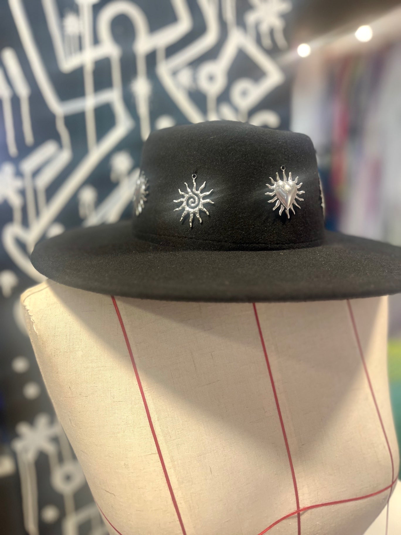 Cosmic Heartfelt – Black Felt Hat with Adjustable Fit