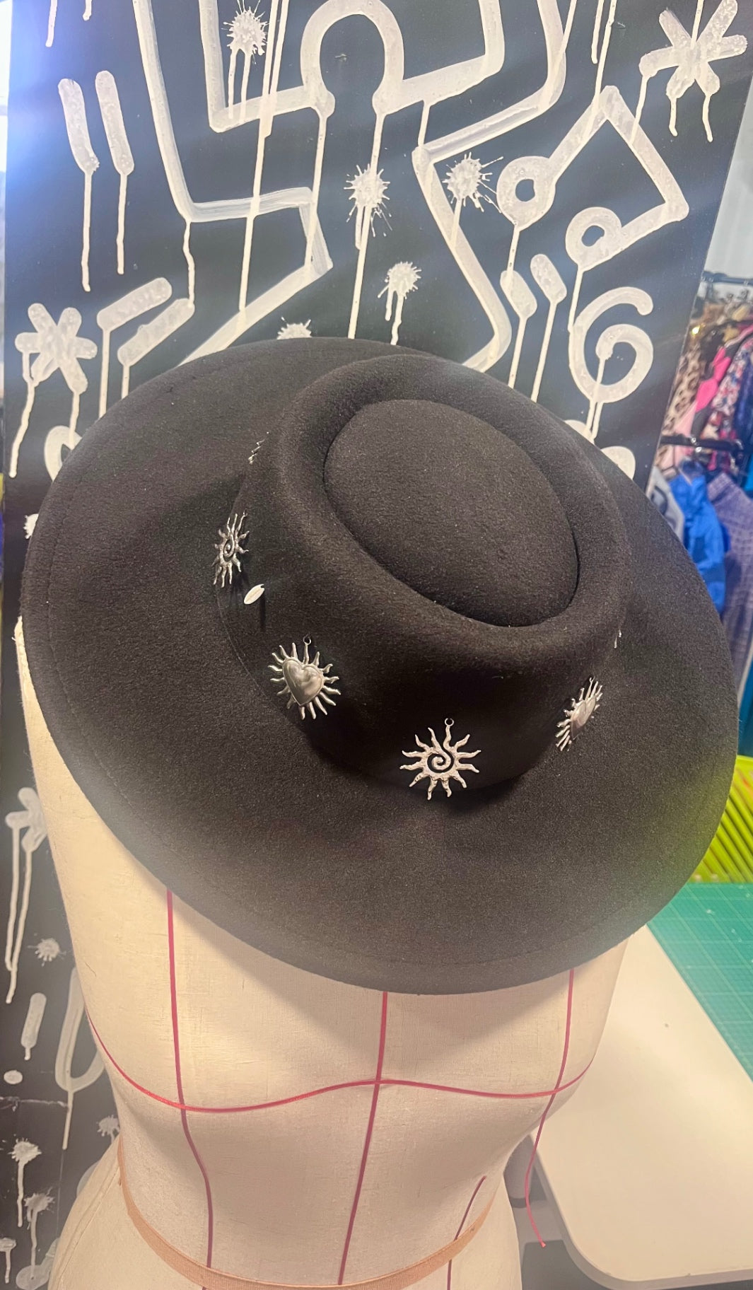 Cosmic Heartfelt – Black Felt Hat with Adjustable Fit