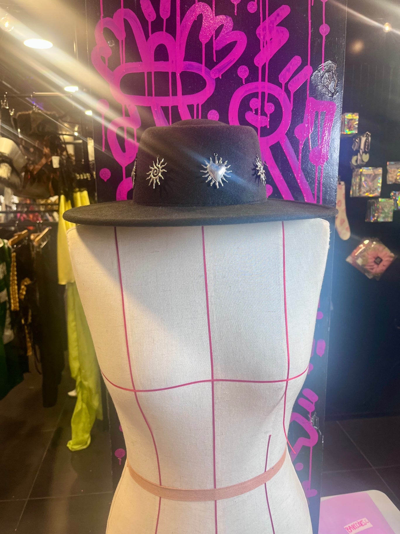 Cosmic Heartfelt – Black Felt Hat with Adjustable Fit