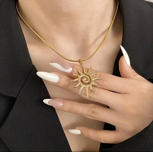 Golden Solis Pendant – Stainless Steel Necklace