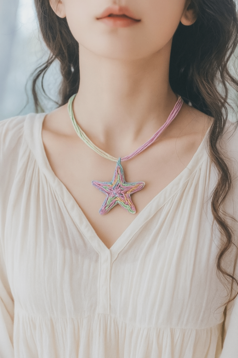Sea Star Dream Necklace – Rainbow Cord Starfish Pendant