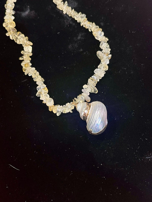 🌞 Sunspell Citrine Shell  Necklace 🌊