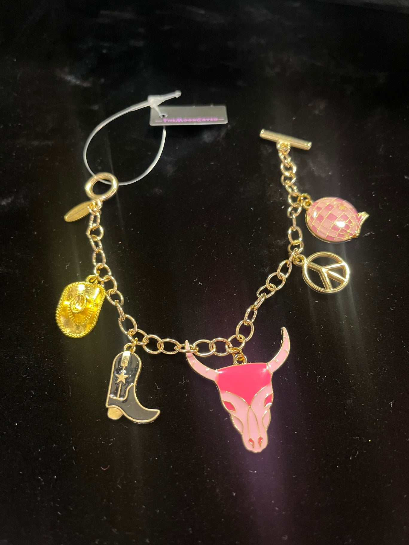 Wild Spirit Western Charm Bracelet – Gold T-Bar