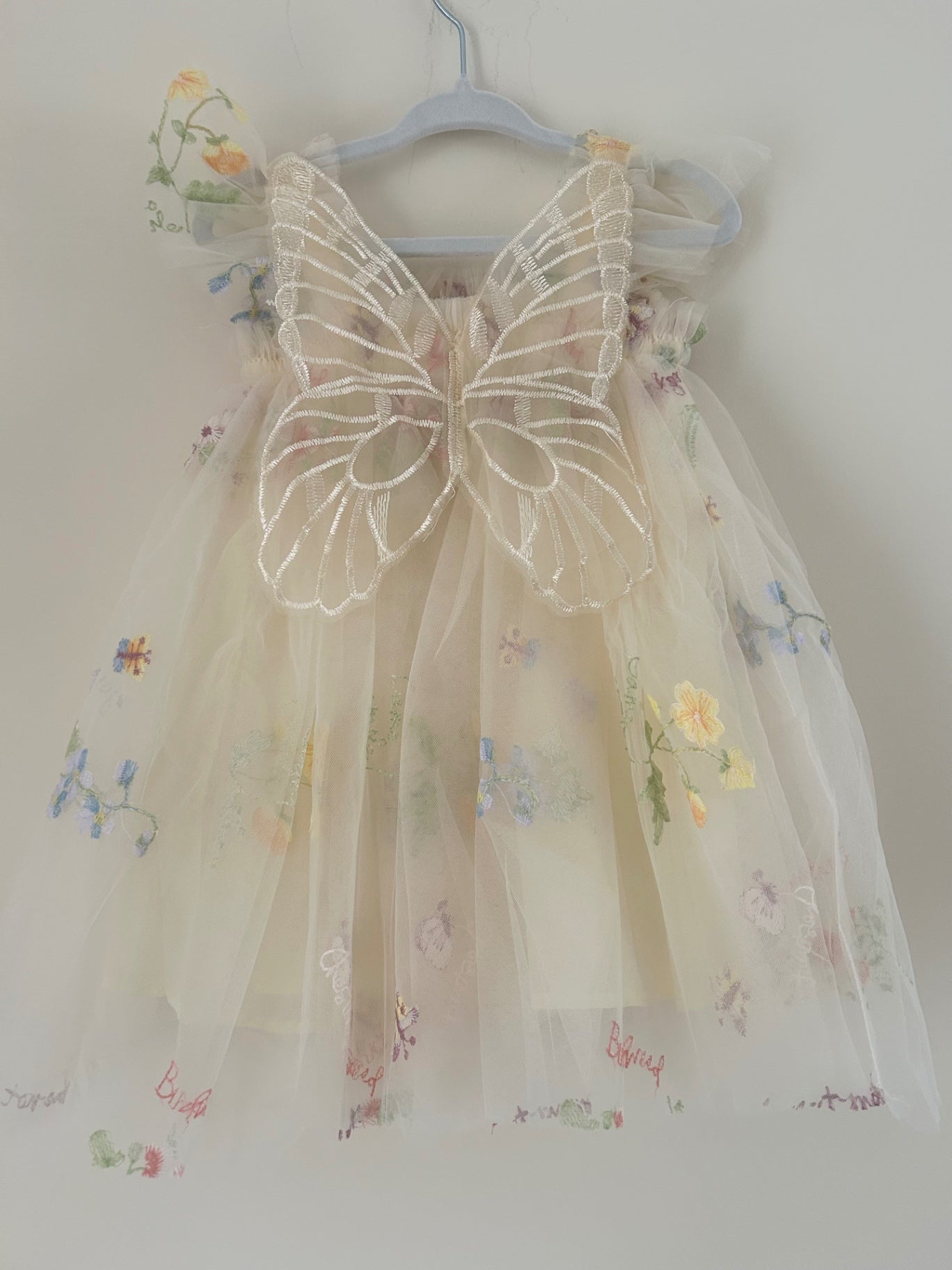 Cream Winged Tulle Dress