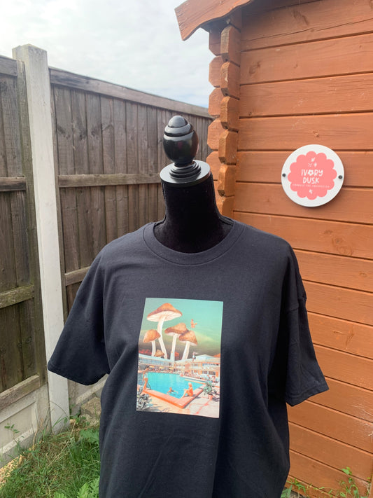 vintage collage mushroom tshirt size xl