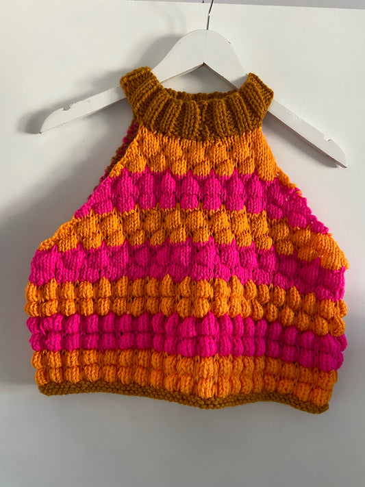 Pink & Yellow Bubble Knit Tank