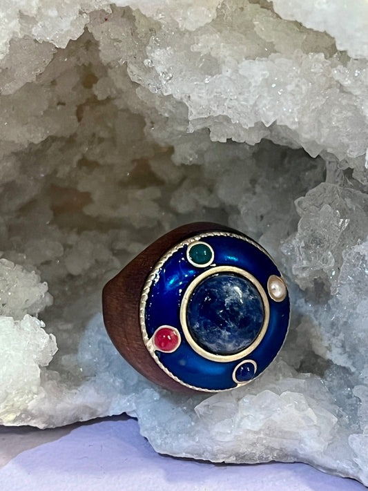 Celestial Alignment Sodalite & Wood Ring