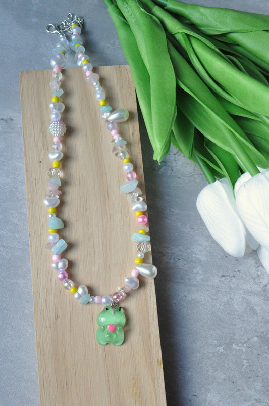 Frog Pendant Gemstone Necklace