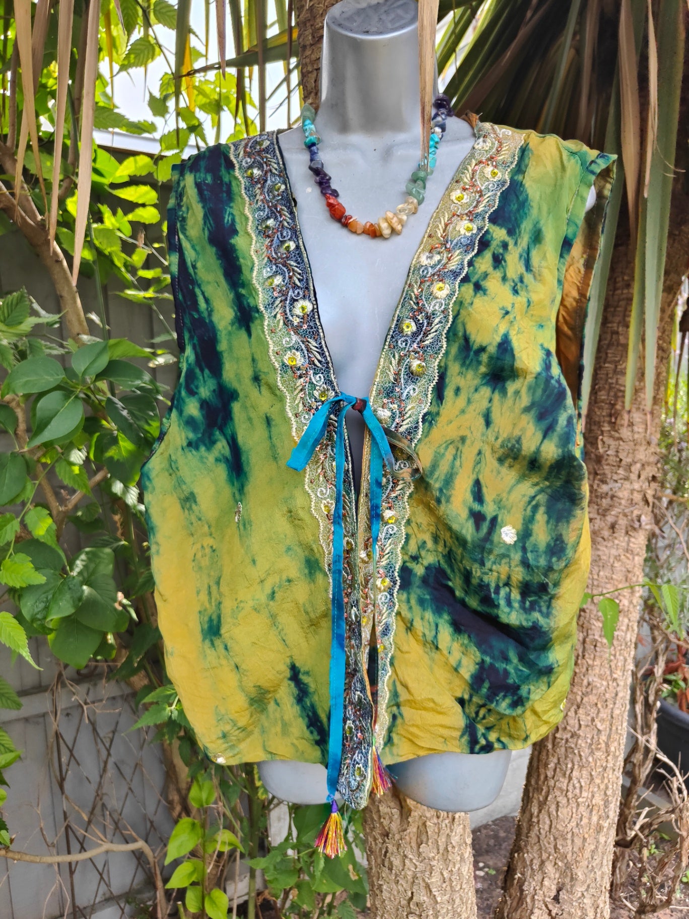 Mykonos jewel sari waistcoat / gilet/oversized