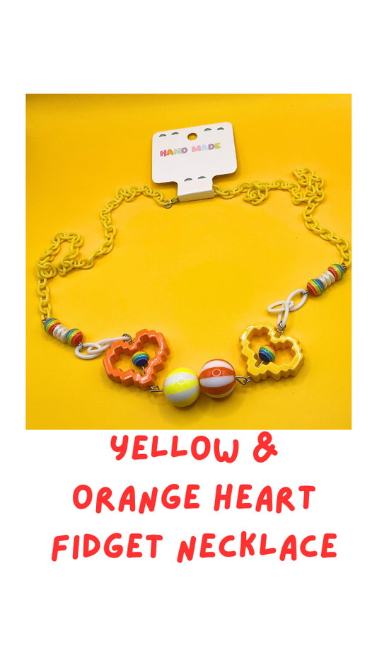 Yellow & Orange Heart Fidget Necklace
