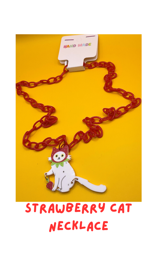 Strawberry Cat Necklace