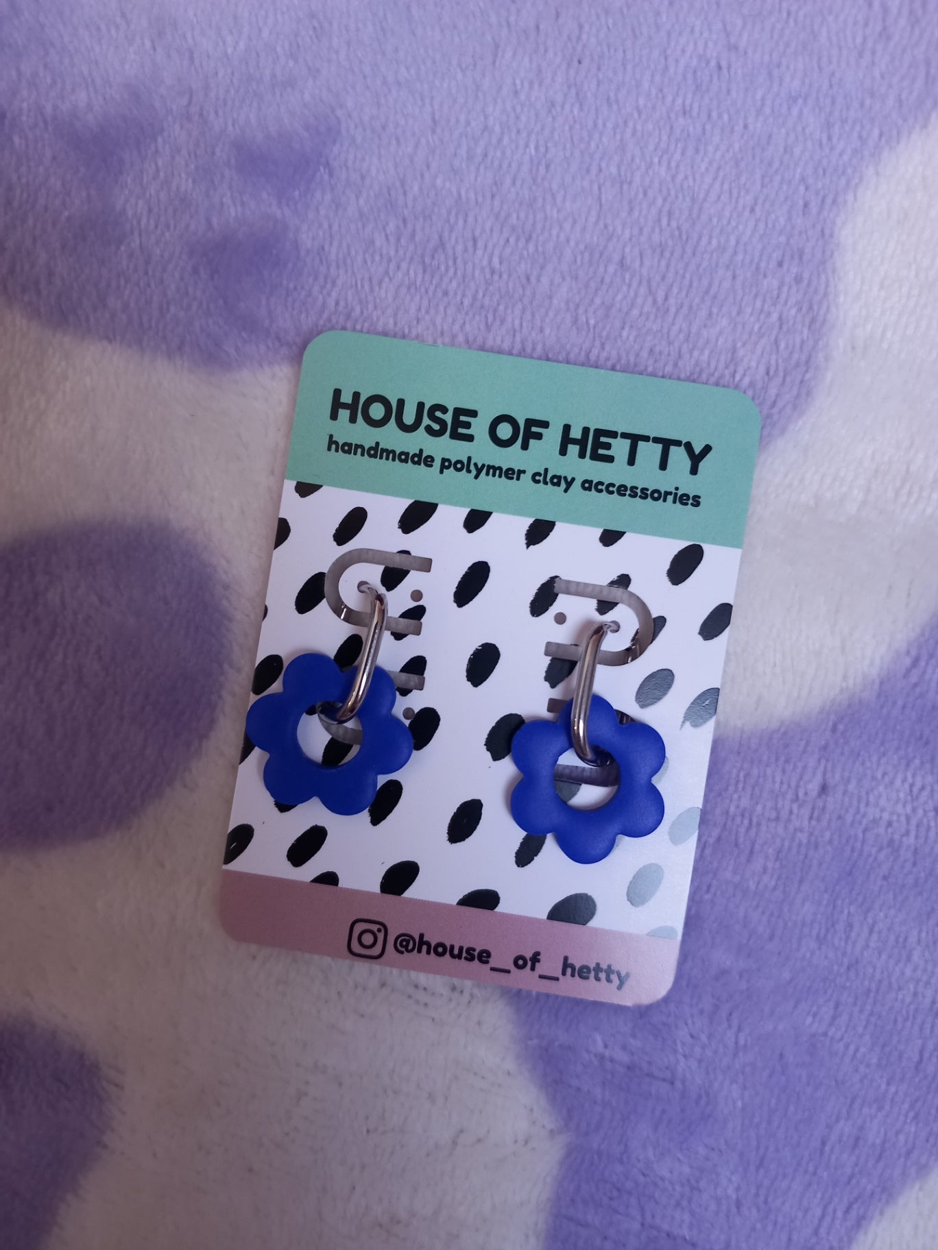 Daisy charm polymer clay hoop earrings