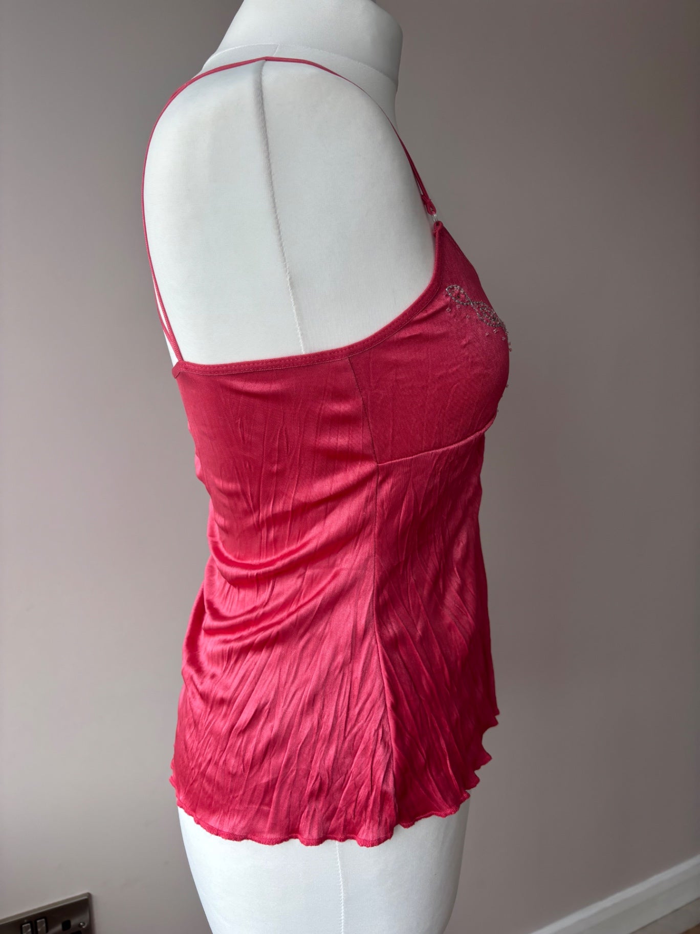 Pink cami top with embellished front