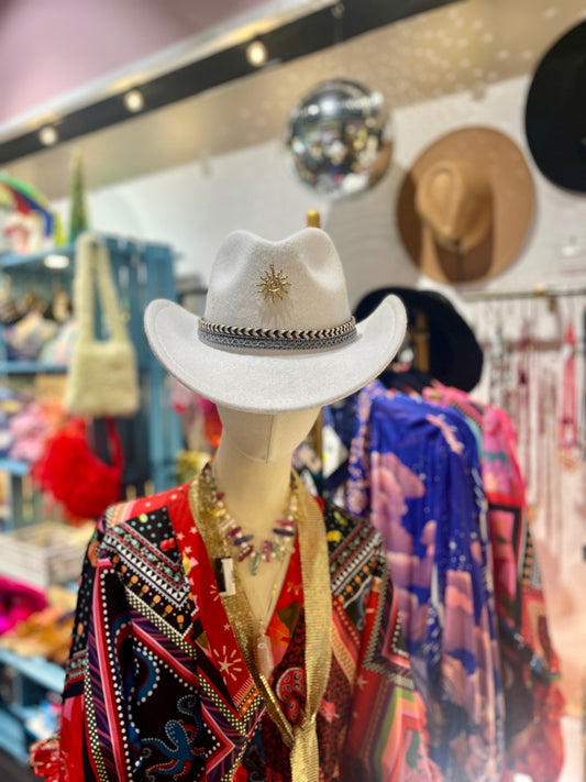 White Western Sun Amulet Hat