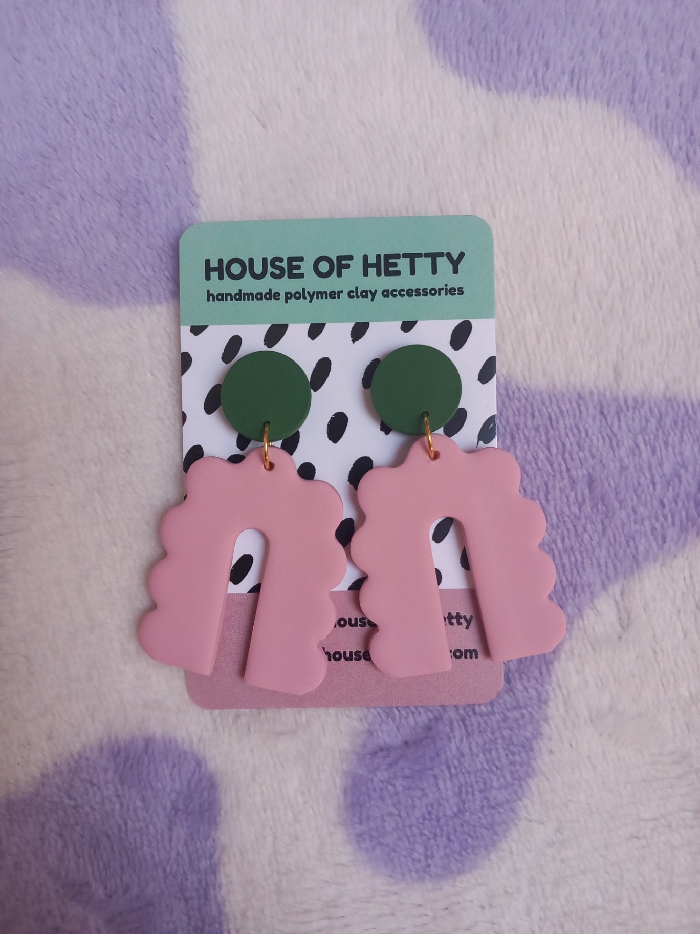 Pink and green bubble arch earring