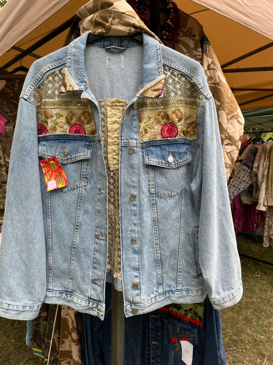 Sequin Panel Denim Jacket