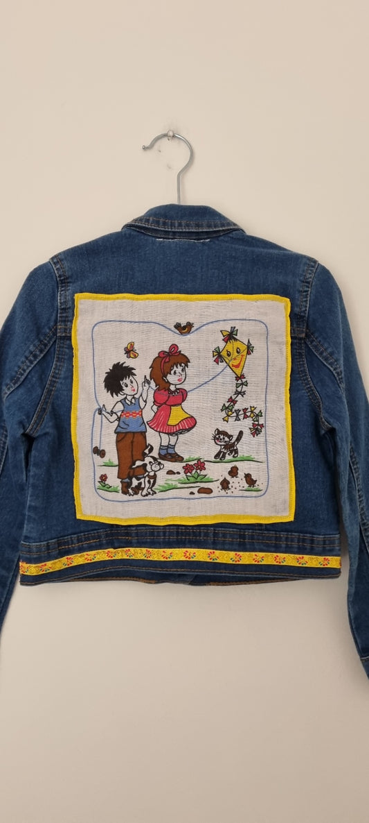 Cartoon Children with Kite Kids Jacket