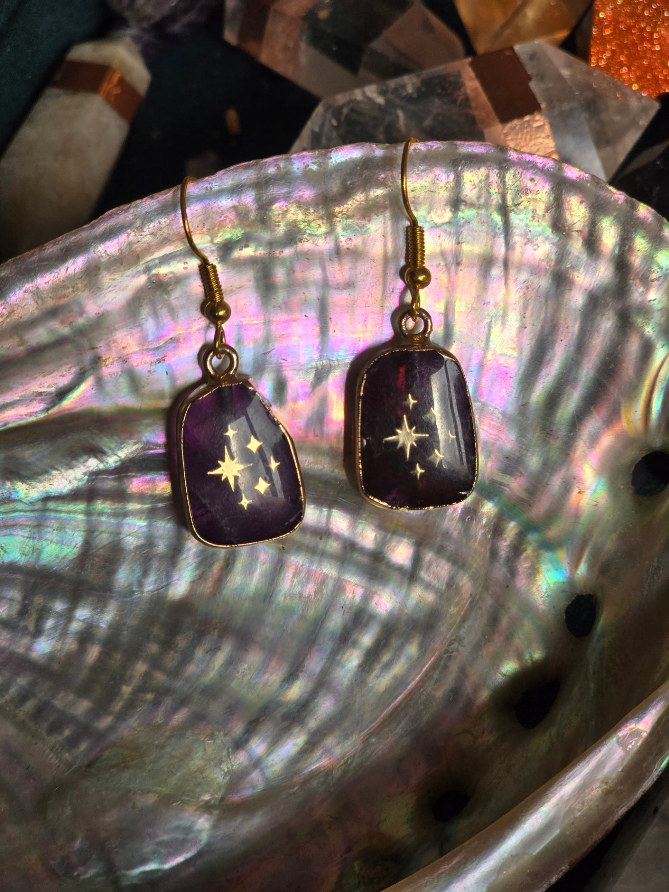 Amethyst star earrings