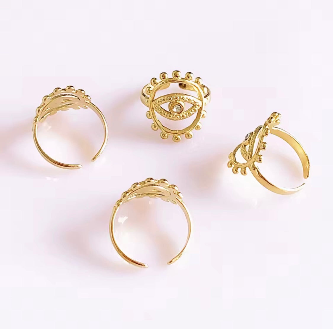 🔮 Gold Stainless Steel Evil Eye Ring
