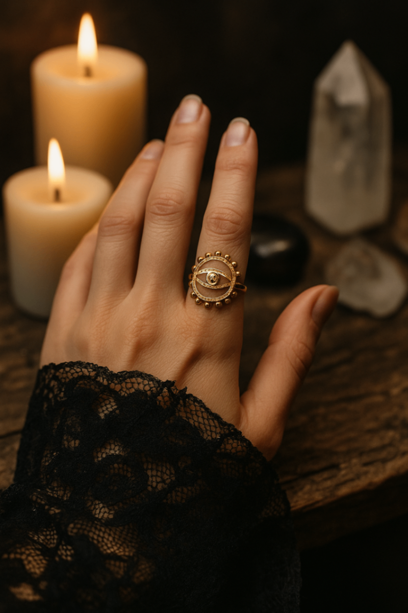 🔮 Gold Stainless Steel Evil Eye Ring