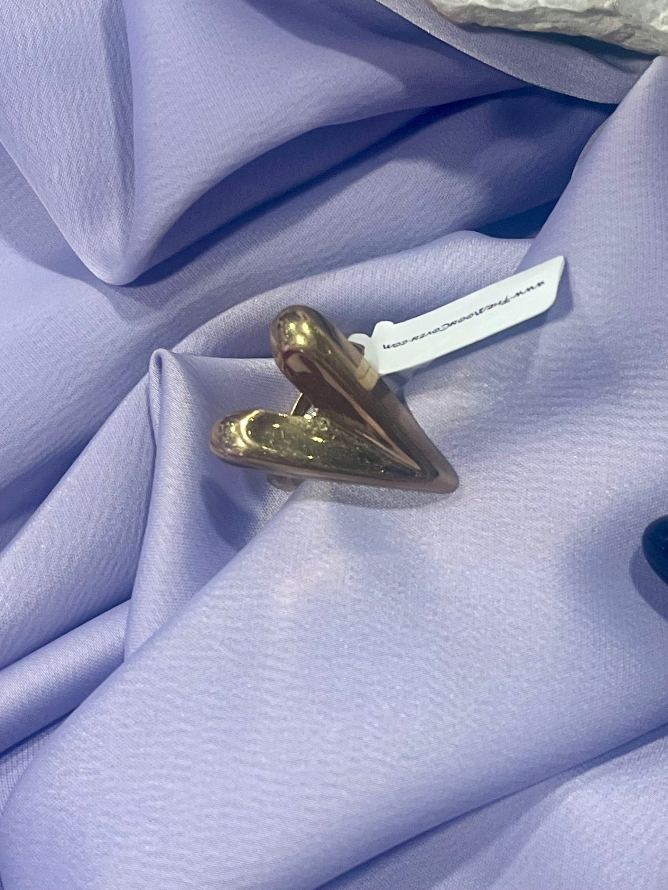 Gold Heart Shield Ring – Adjustable Stainless Steel
