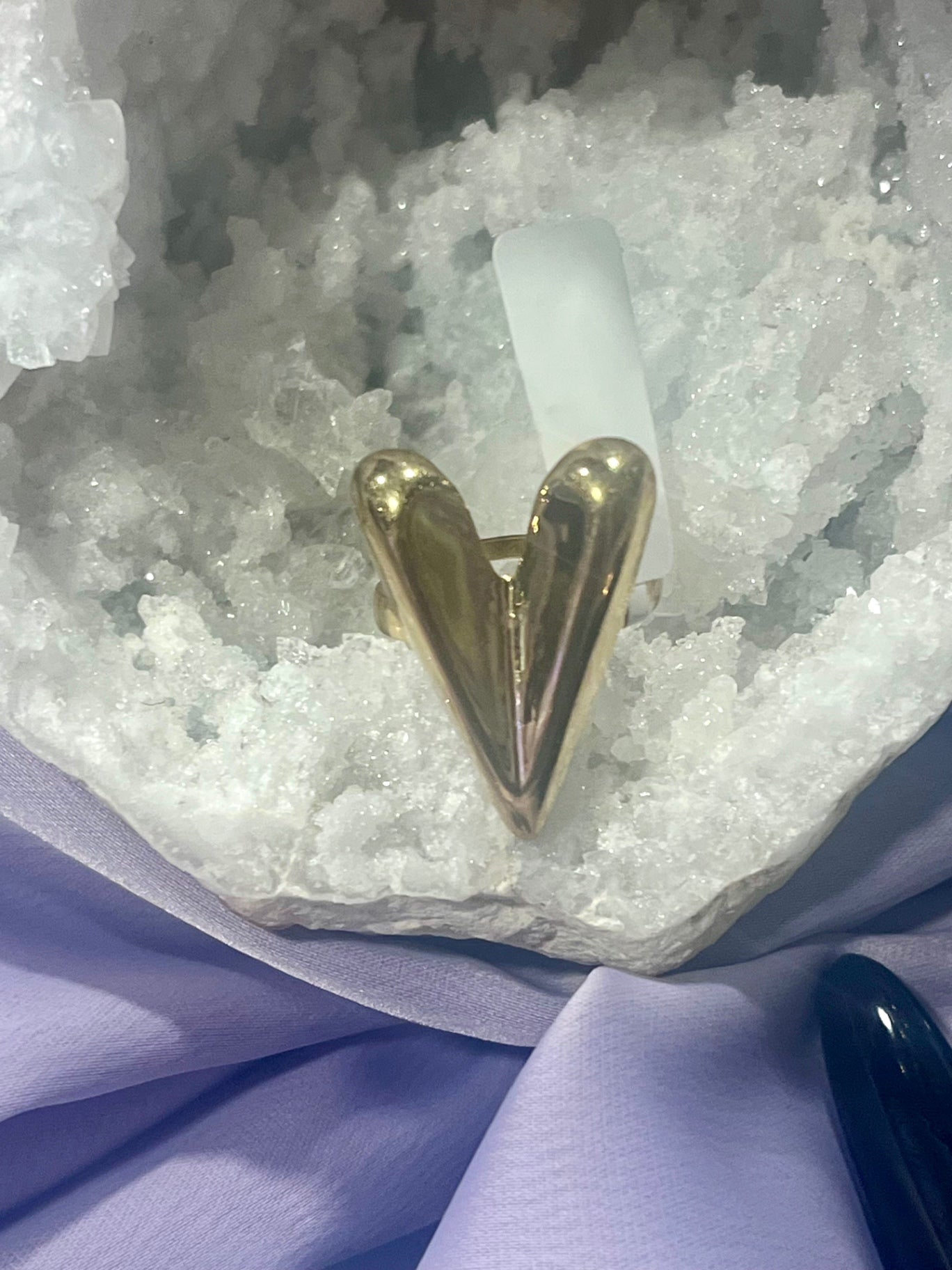Gold Heart Shield Ring – Adjustable Stainless Steel