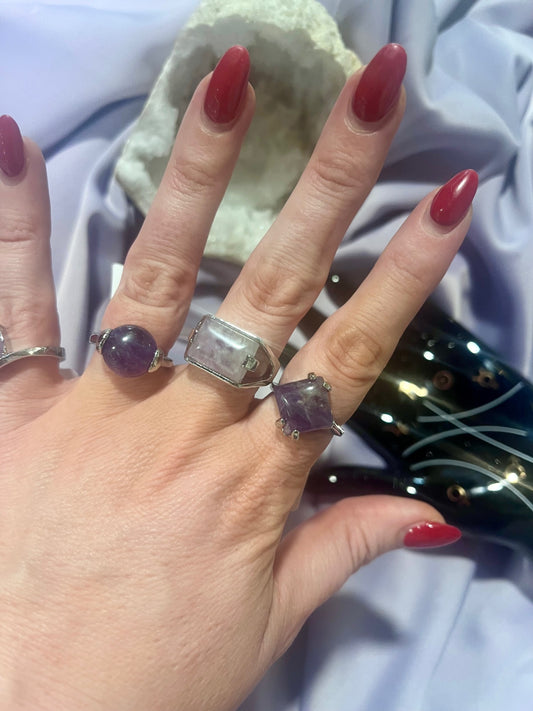 Amethyst Stainless Steel Ring – Pot Luck Mix