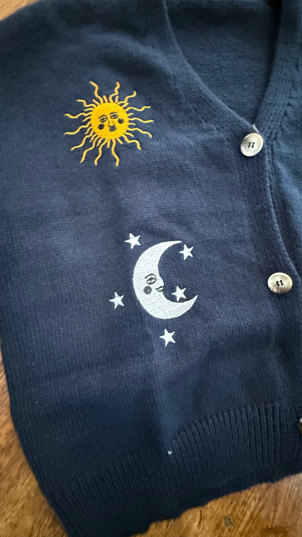 Embroidered lunar moth/celestial cardigan size large