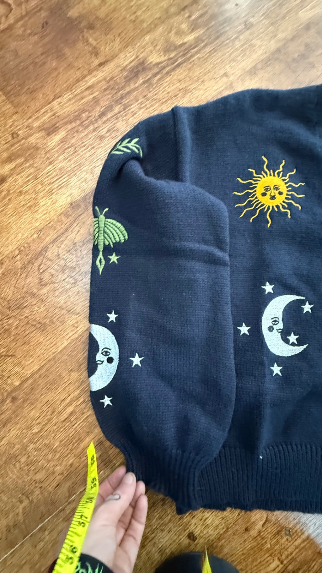 Embroidered lunar moth/celestial cardigan size large