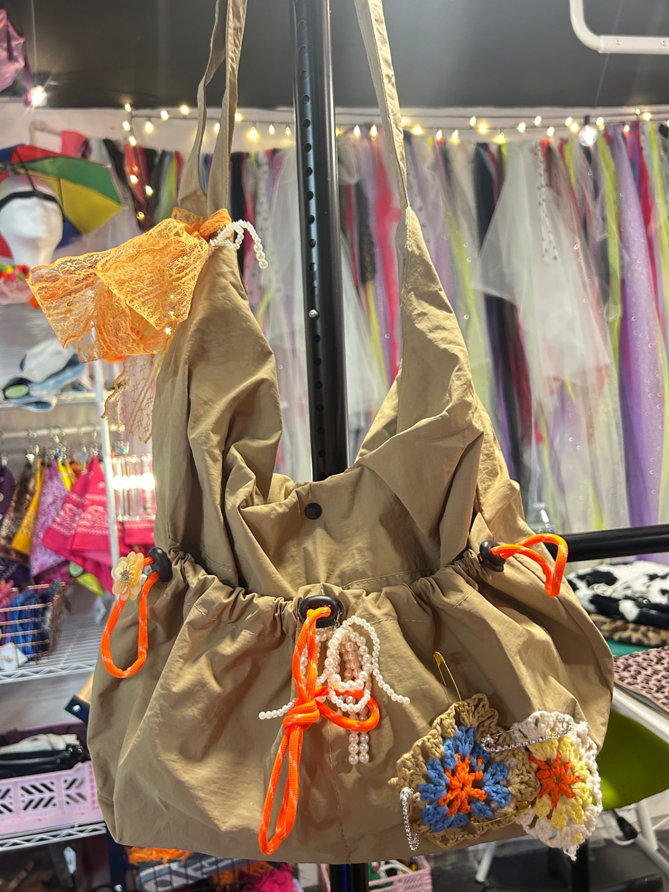 Reworked Khaki Toggle Shoulder Bag