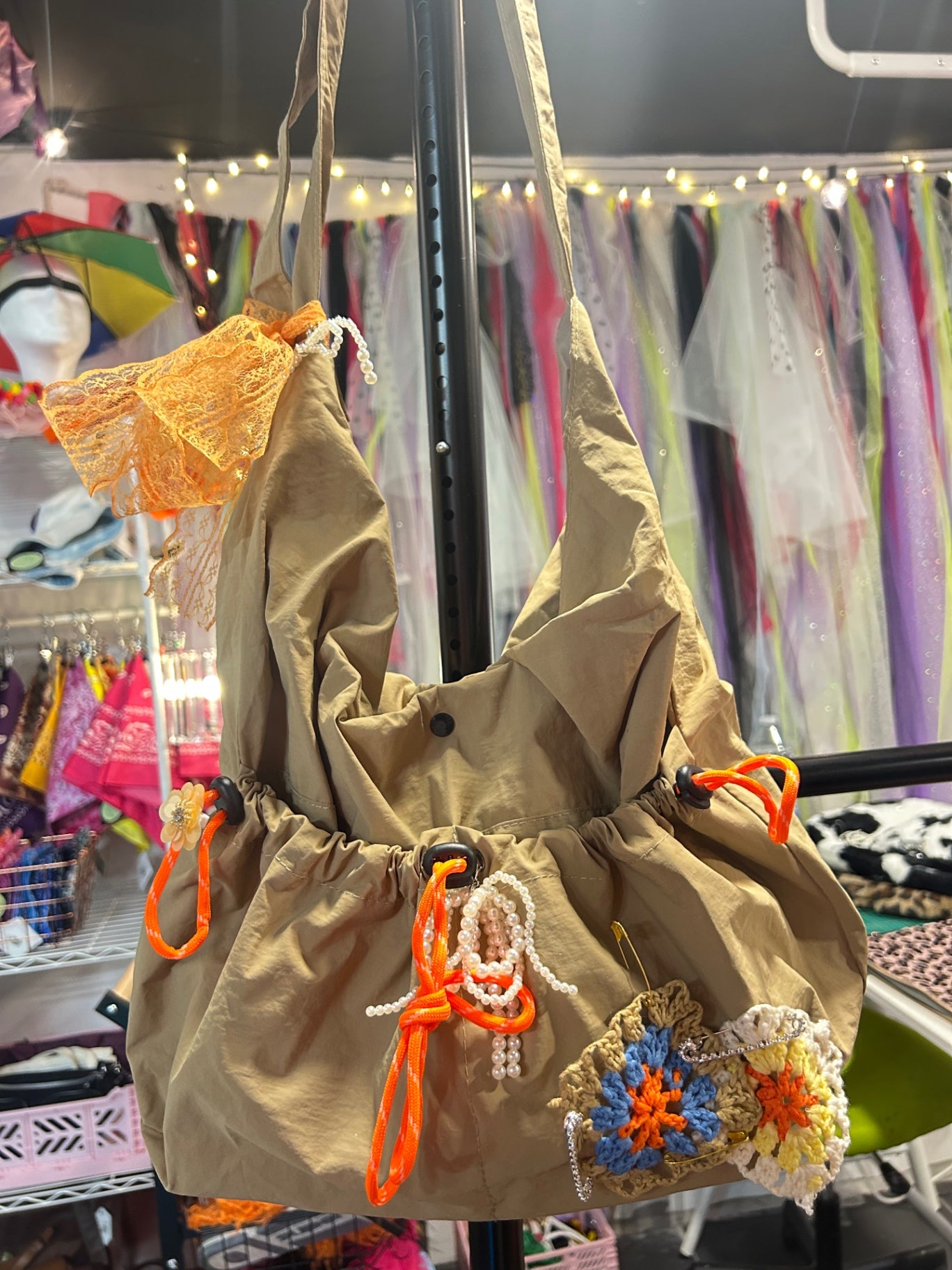 Reworked Khaki Toggle Shoulder Bag