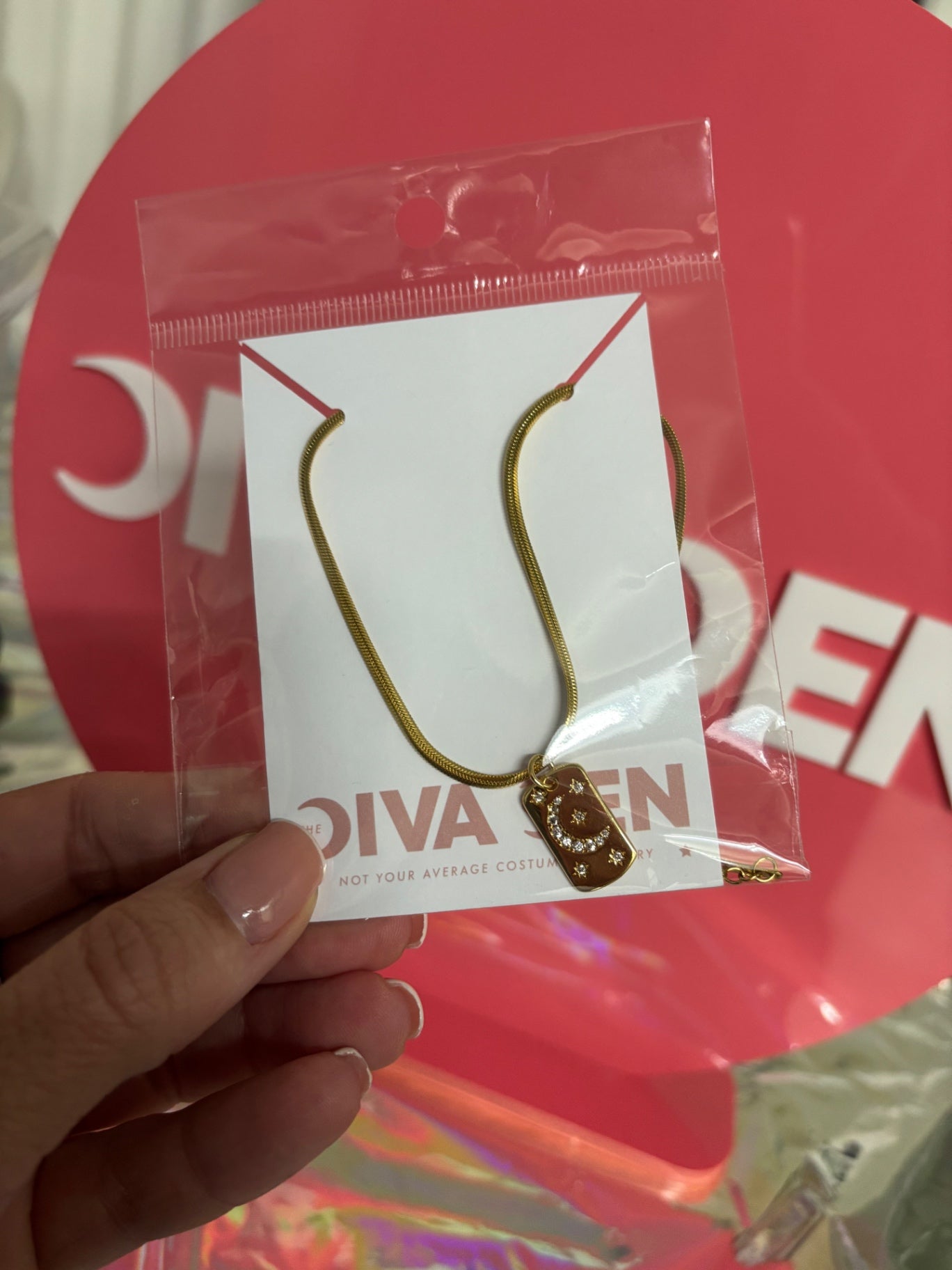 Moon and stars pendant necklace