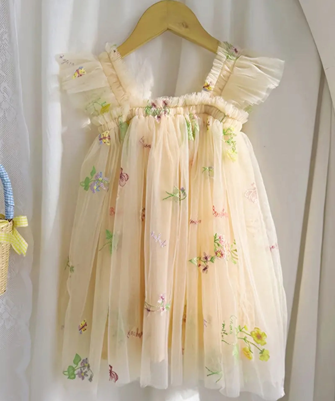 Cream Winged Tulle Dress