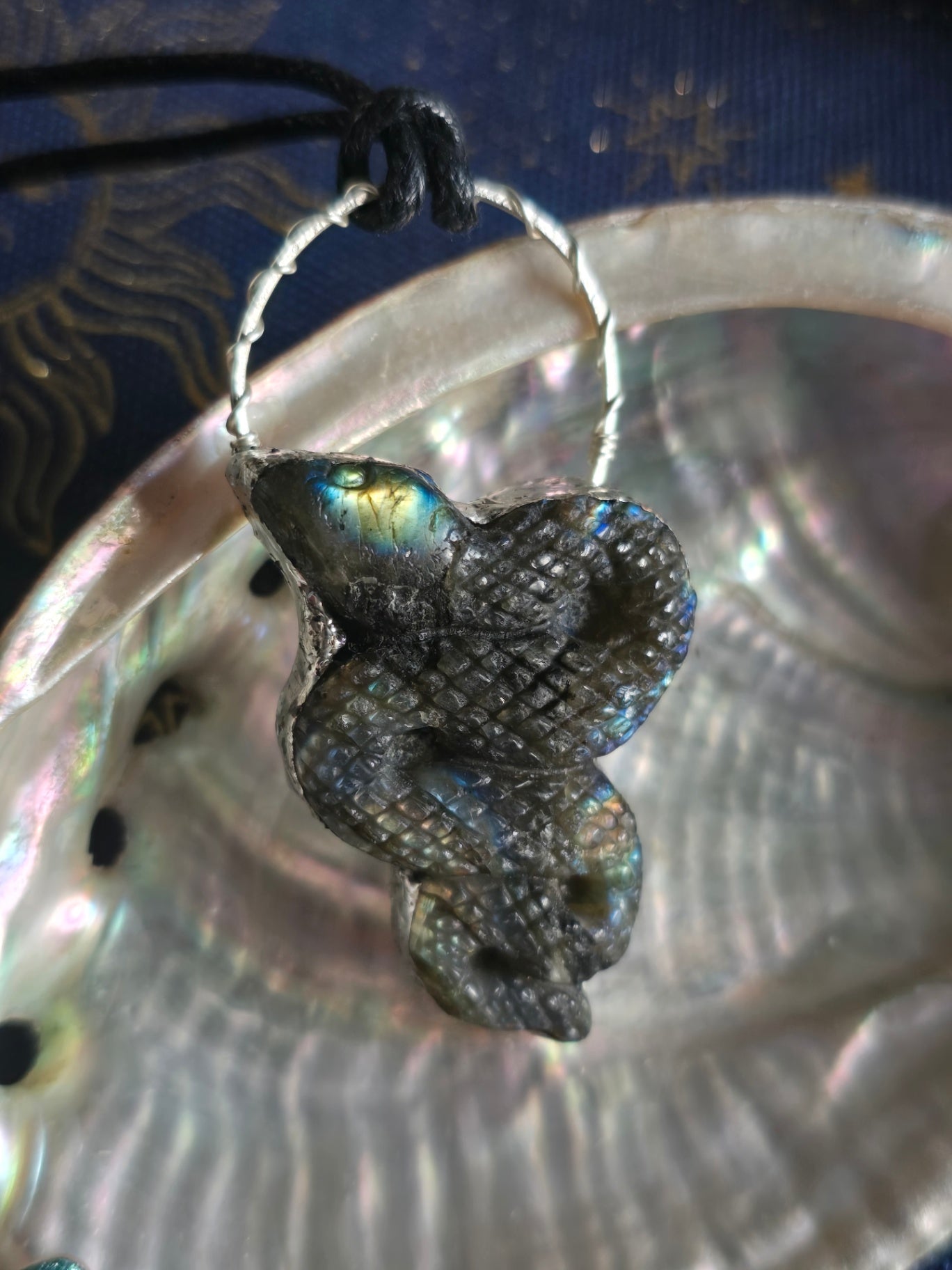 Labradorite snake necklace